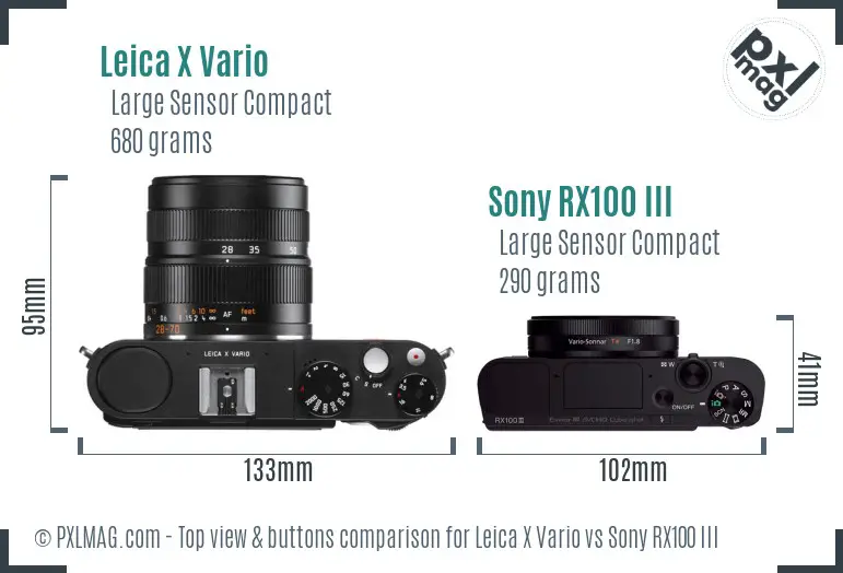 Leica X Vario vs Sony RX100 III top view buttons comparison