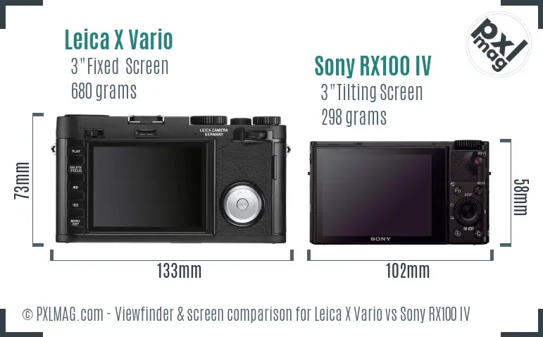 Leica X Vario vs Sony RX100 IV Screen and Viewfinder comparison