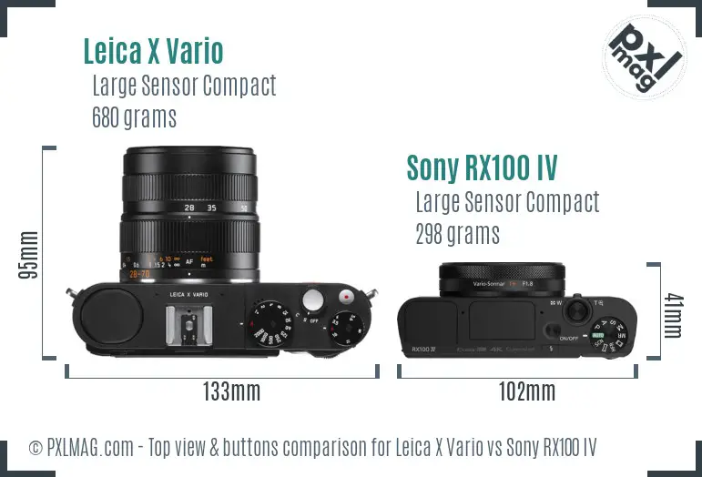 Leica X Vario vs Sony RX100 IV top view buttons comparison