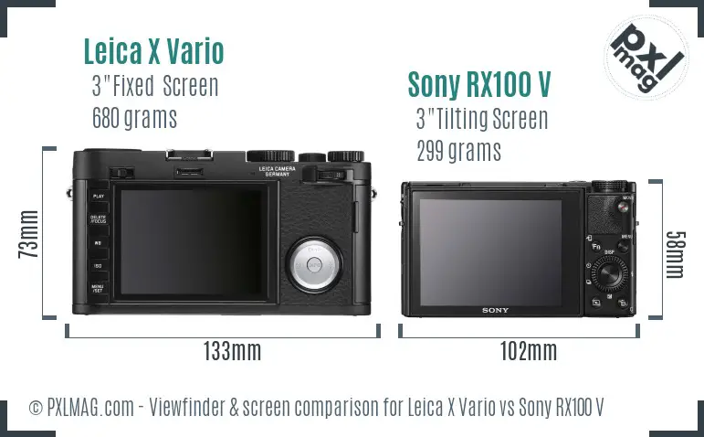 Leica X Vario vs Sony RX100 V Screen and Viewfinder comparison