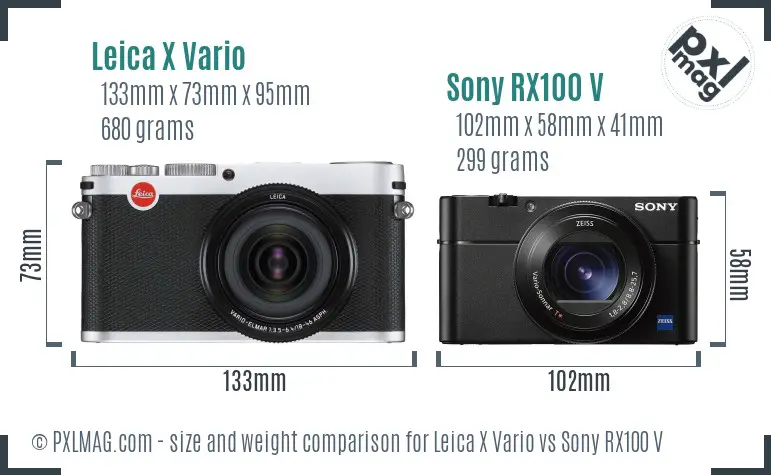 Leica X Vario vs Sony RX100 V size comparison
