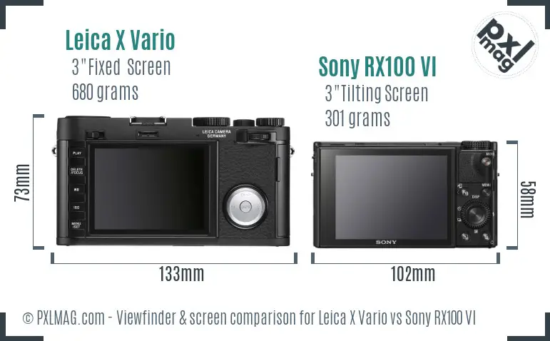 Leica X Vario vs Sony RX100 VI Screen and Viewfinder comparison