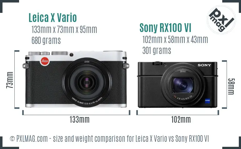 Leica X Vario vs Sony RX100 VI size comparison