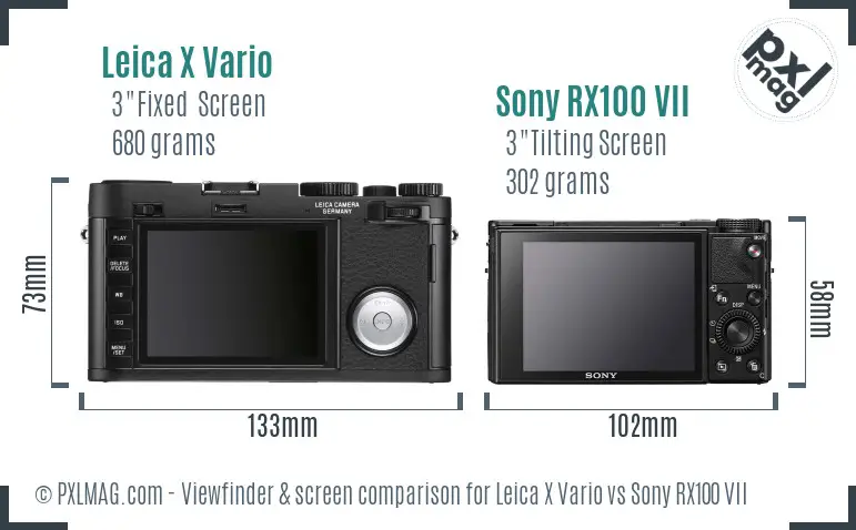 Leica X Vario vs Sony RX100 VII Screen and Viewfinder comparison