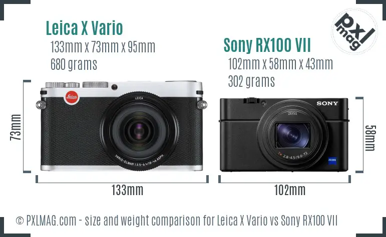Leica X Vario vs Sony RX100 VII size comparison