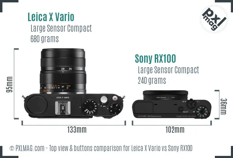 Leica X Vario vs Sony RX100 top view buttons comparison