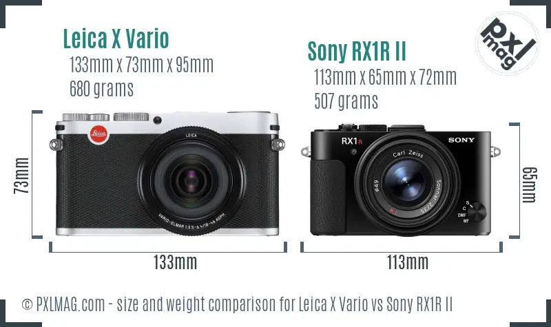 Leica X Vario vs Sony RX1R II size comparison