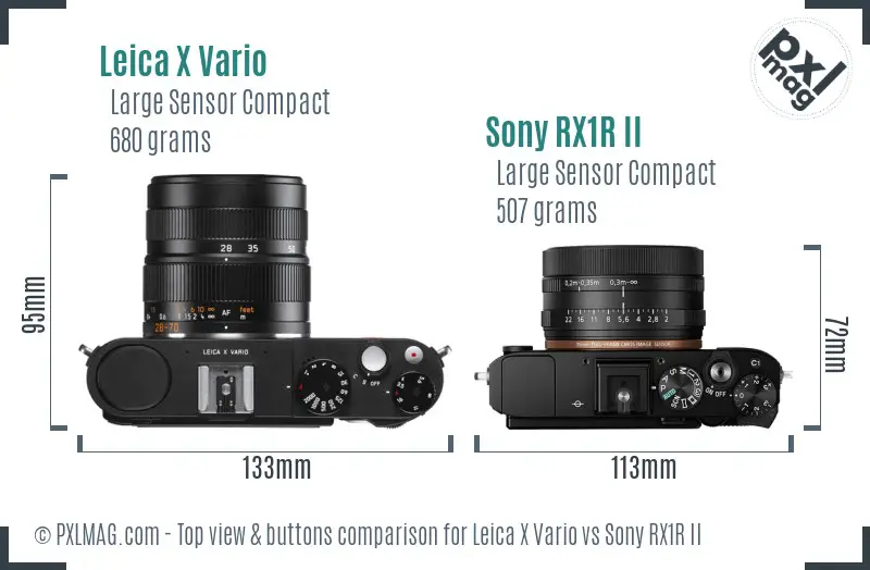 Leica X Vario vs Sony RX1R II top view buttons comparison
