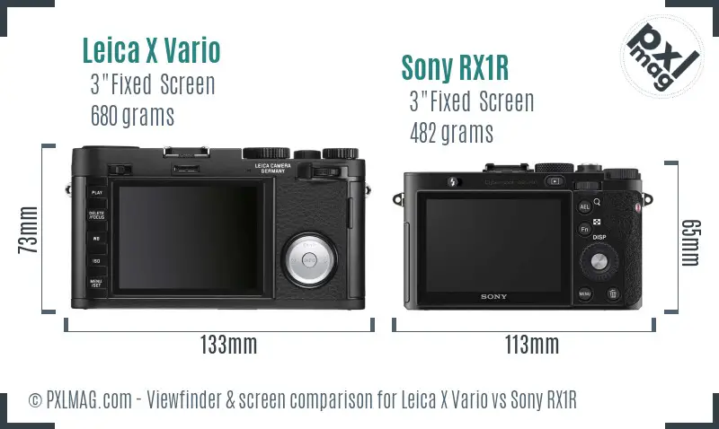Leica X Vario vs Sony RX1R Screen and Viewfinder comparison