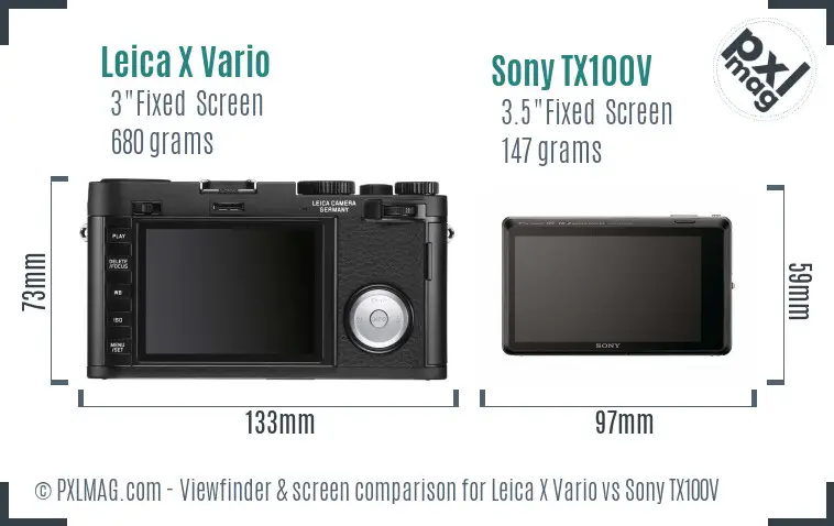 Leica X Vario vs Sony TX100V Screen and Viewfinder comparison