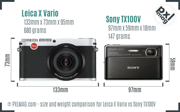 Leica X Vario vs Sony TX100V size comparison