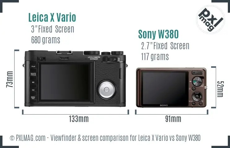 Leica X Vario vs Sony W380 Screen and Viewfinder comparison
