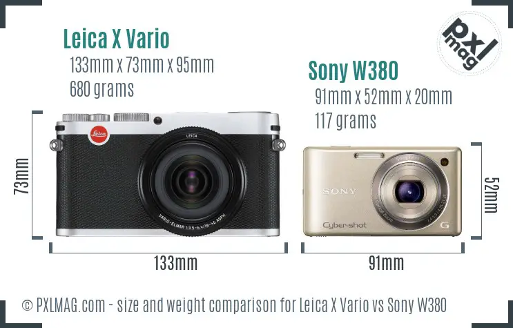 Leica X Vario vs Sony W380 size comparison
