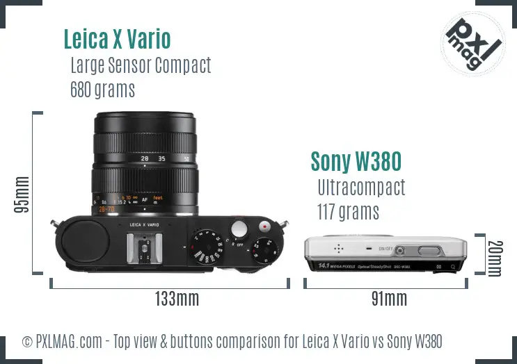 Leica X Vario vs Sony W380 top view buttons comparison