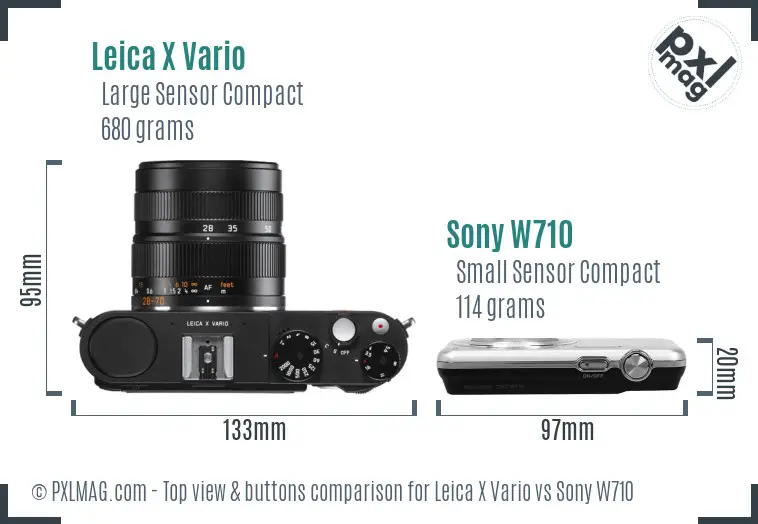 Leica X Vario vs Sony W710 top view buttons comparison