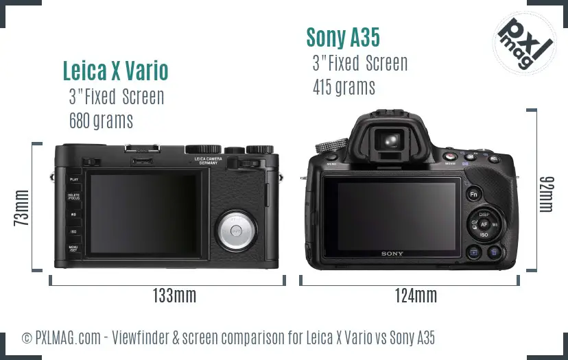 Leica X Vario vs Sony A35 Screen and Viewfinder comparison