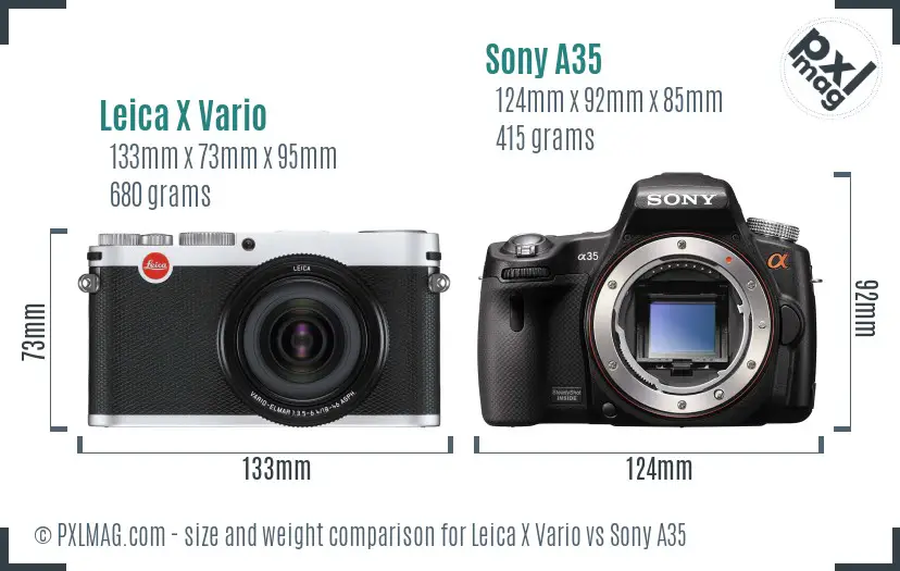 Leica X Vario vs Sony A35 size comparison