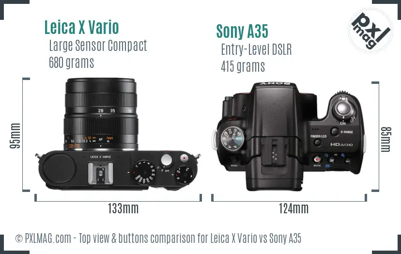 Leica X Vario vs Sony A35 top view buttons comparison