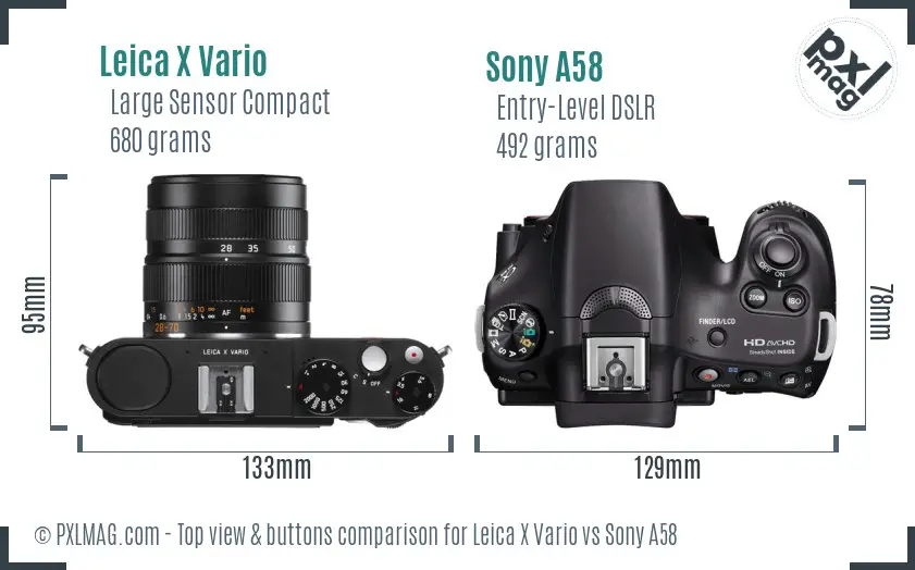 Leica X Vario vs Sony A58 top view buttons comparison