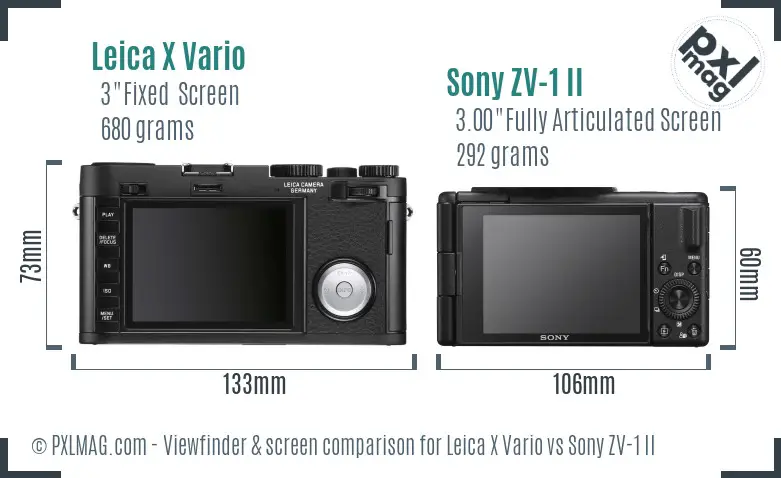 Leica X Vario vs Sony ZV-1 II Screen and Viewfinder comparison