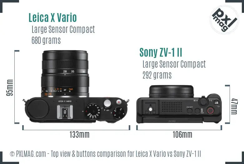 Leica X Vario vs Sony ZV-1 II top view buttons comparison