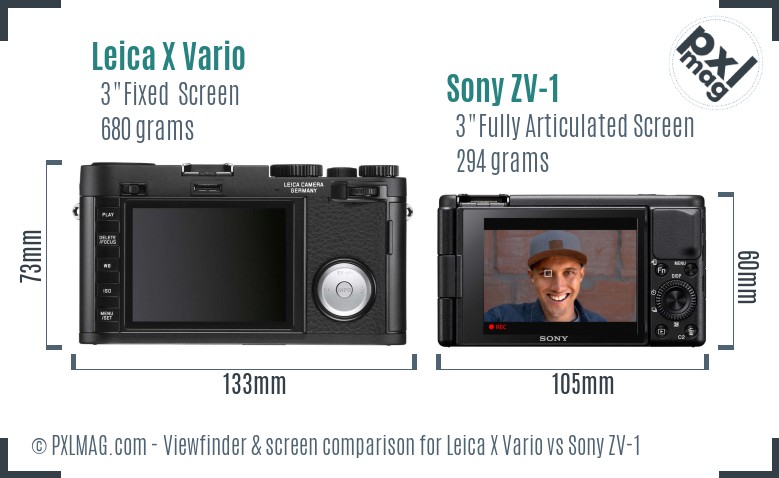 Leica X Vario vs Sony ZV-1 Screen and Viewfinder comparison