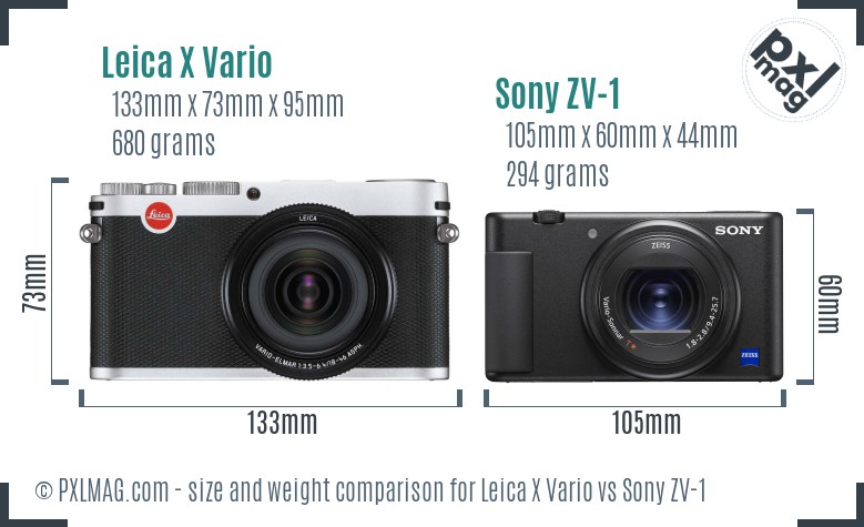 Leica X Vario vs Sony ZV-1 size comparison