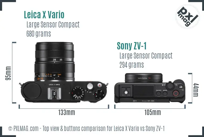 Leica X Vario vs Sony ZV-1 top view buttons comparison