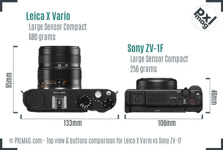 Leica X Vario vs Sony ZV-1F top view buttons comparison