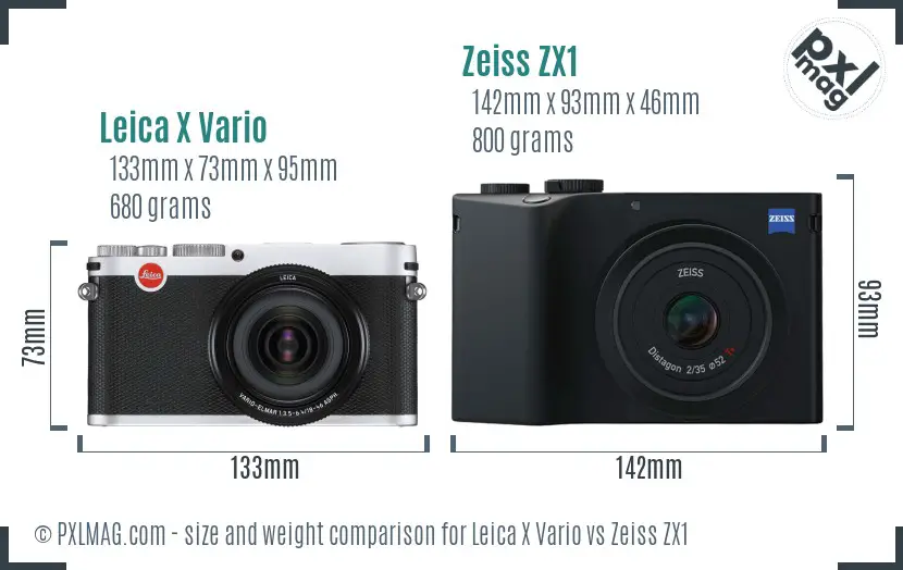 Leica X Vario vs Zeiss ZX1 size comparison