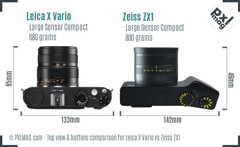 Leica X Vario vs Zeiss ZX1 top view buttons comparison