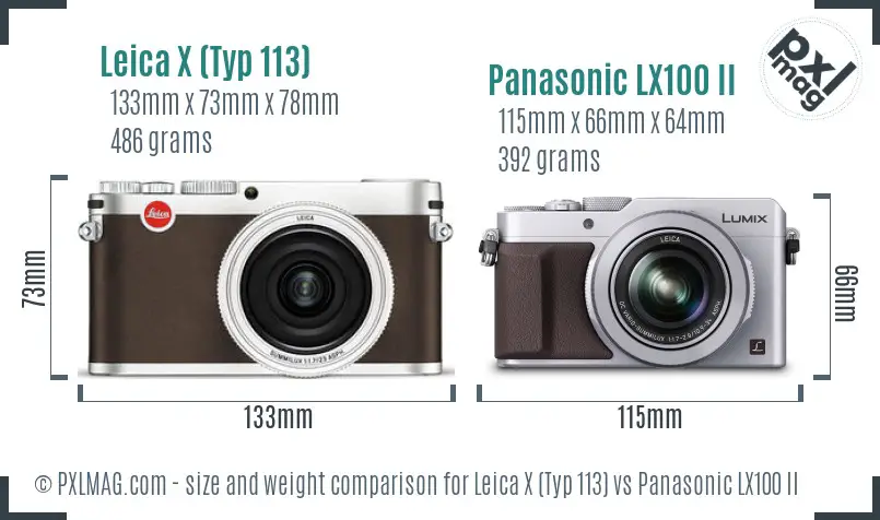 Leica X (Typ 113) vs Panasonic LX100 II size comparison
