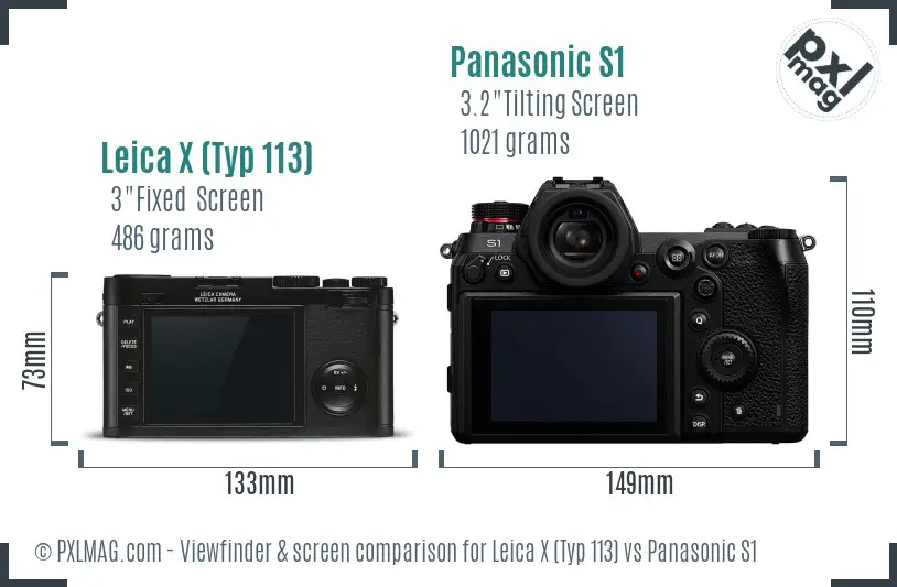 Leica X (Typ 113) vs Panasonic S1 Screen and Viewfinder comparison