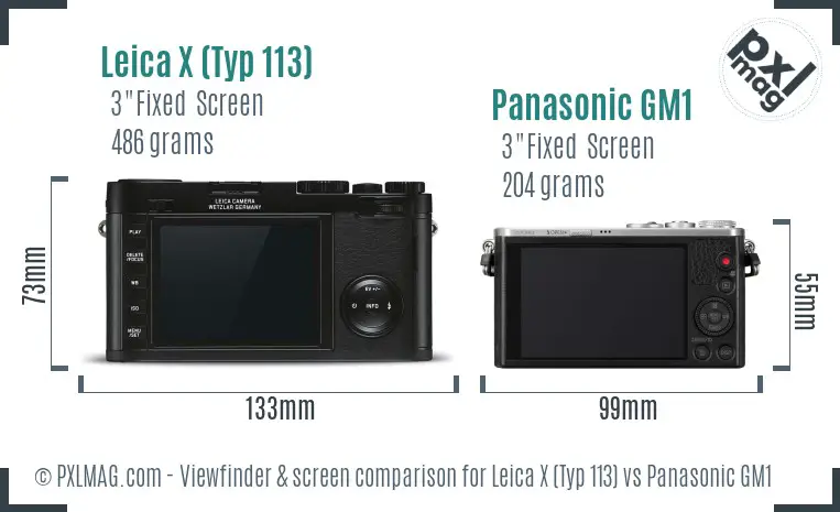 Leica X (Typ 113) vs Panasonic GM1 Screen and Viewfinder comparison