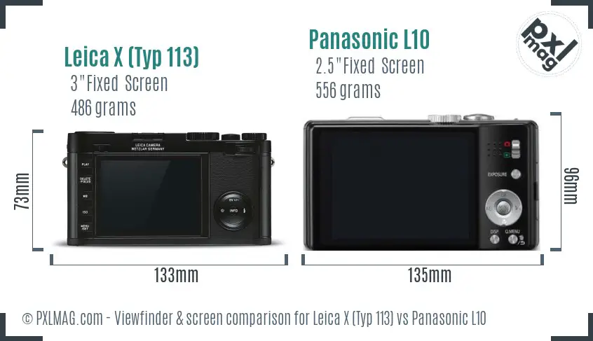 Leica X (Typ 113) vs Panasonic L10 Screen and Viewfinder comparison