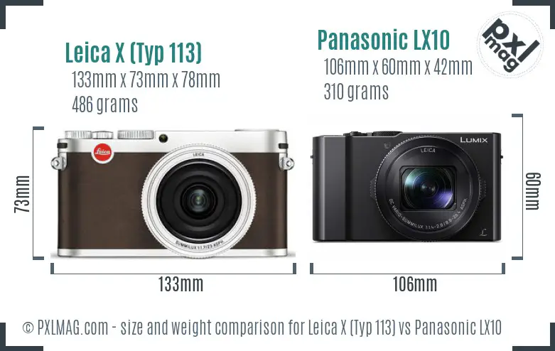 Leica X (Typ 113) vs Panasonic LX10 size comparison