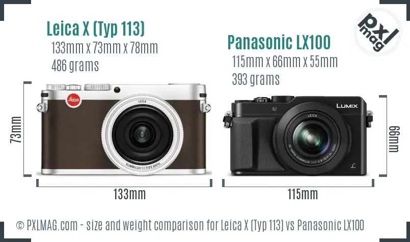 Leica X (Typ 113) vs Panasonic LX100 size comparison