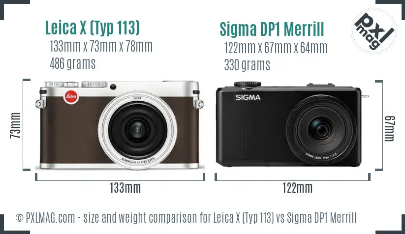 Leica X (Typ 113) vs Sigma DP1 Merrill size comparison