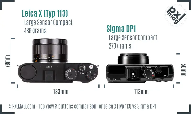 Leica X (Typ 113) vs Sigma DP1 top view buttons comparison