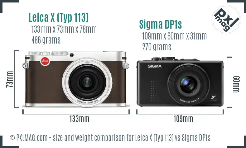 Leica X (Typ 113) vs Sigma DP1s size comparison