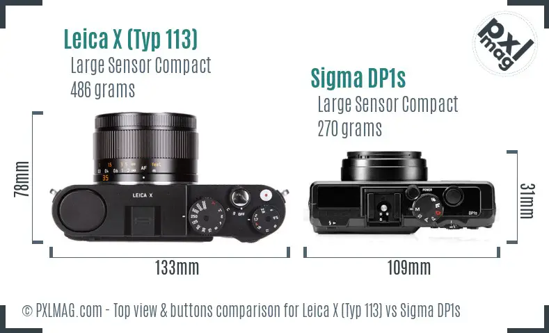 Leica X (Typ 113) vs Sigma DP1s top view buttons comparison