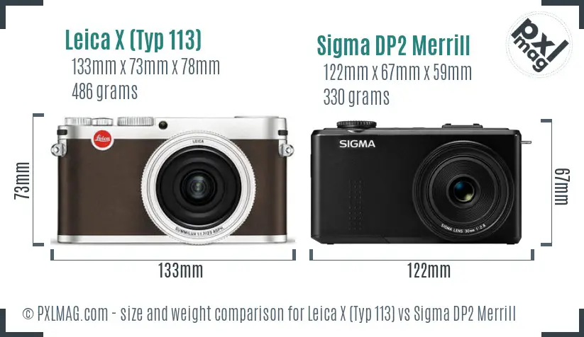 Leica X (Typ 113) vs Sigma DP2 Merrill size comparison