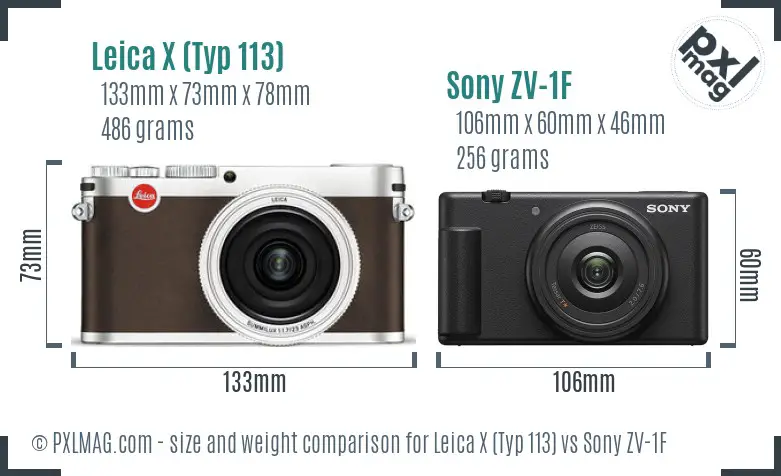 Leica X (Typ 113) vs Sony ZV-1F size comparison