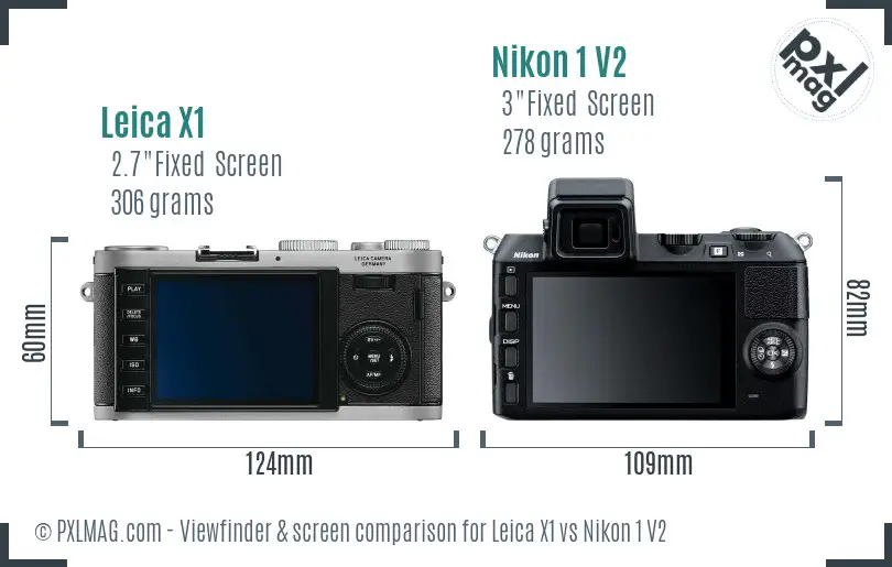 Leica X1 vs Nikon 1 V2 Screen and Viewfinder comparison