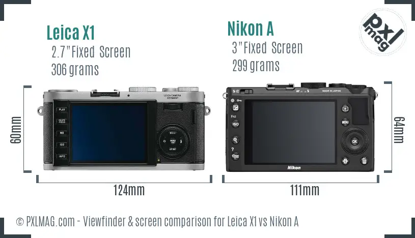 Leica X1 vs Nikon A Screen and Viewfinder comparison