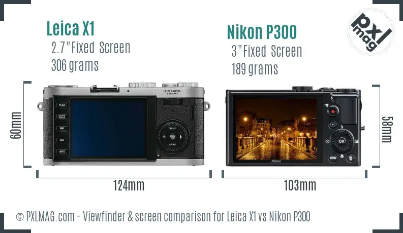 Leica X1 vs Nikon P300 Screen and Viewfinder comparison