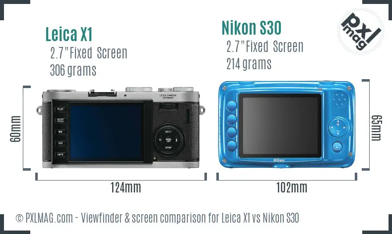 Leica X1 vs Nikon S30 Screen and Viewfinder comparison