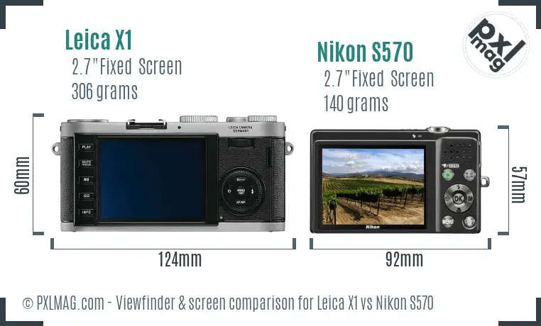 Leica X1 vs Nikon S570 Screen and Viewfinder comparison