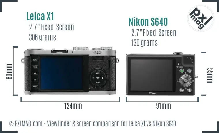 Leica X1 vs Nikon S640 Screen and Viewfinder comparison