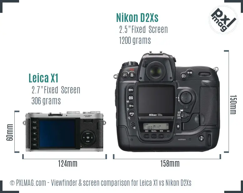 Leica X1 vs Nikon D2Xs Screen and Viewfinder comparison